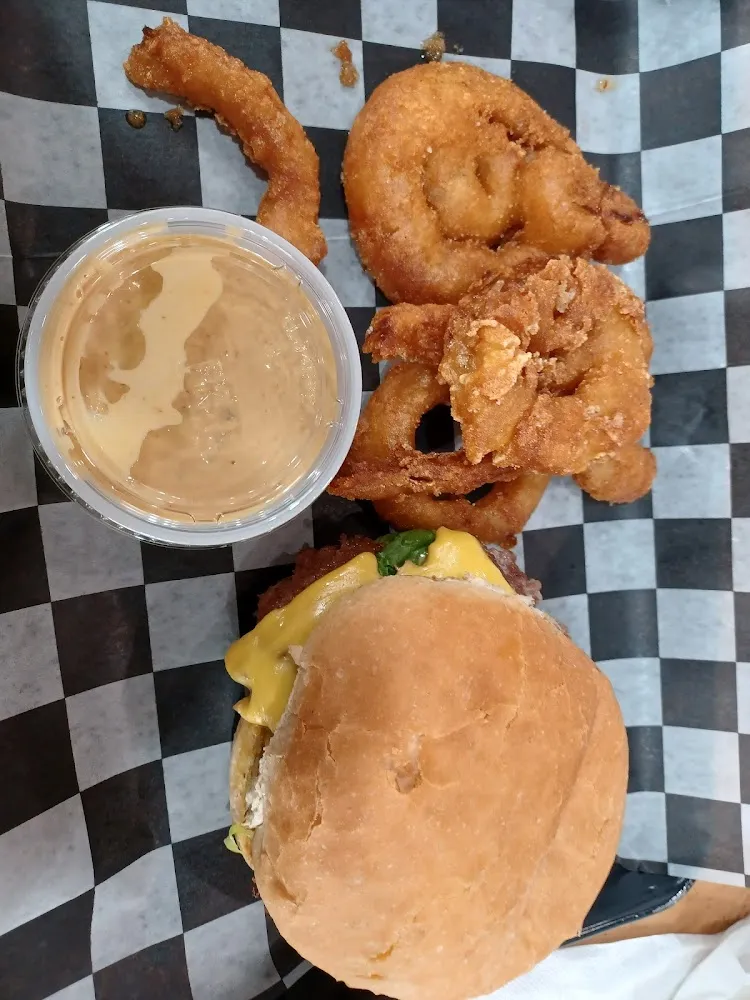Buns Burger and Onion Rings